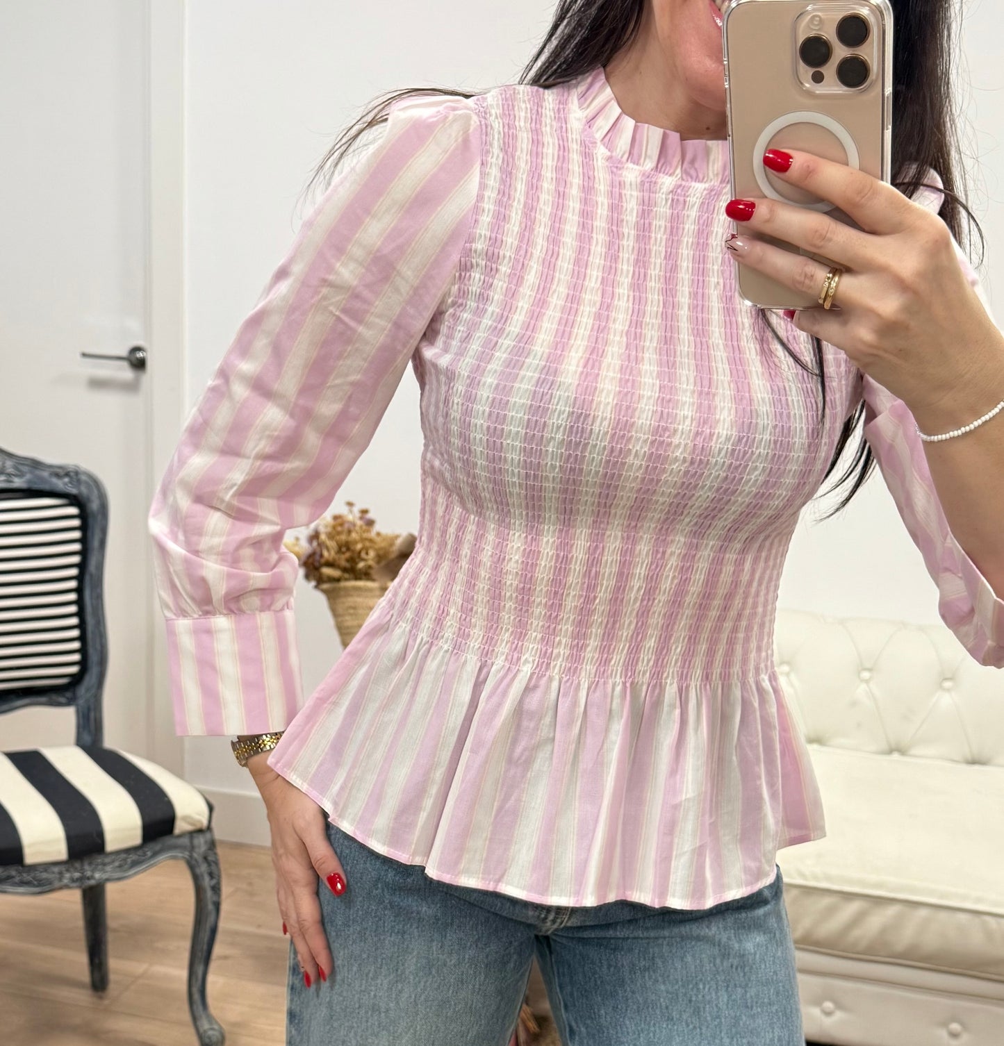 Blusa Peplum raya rosa