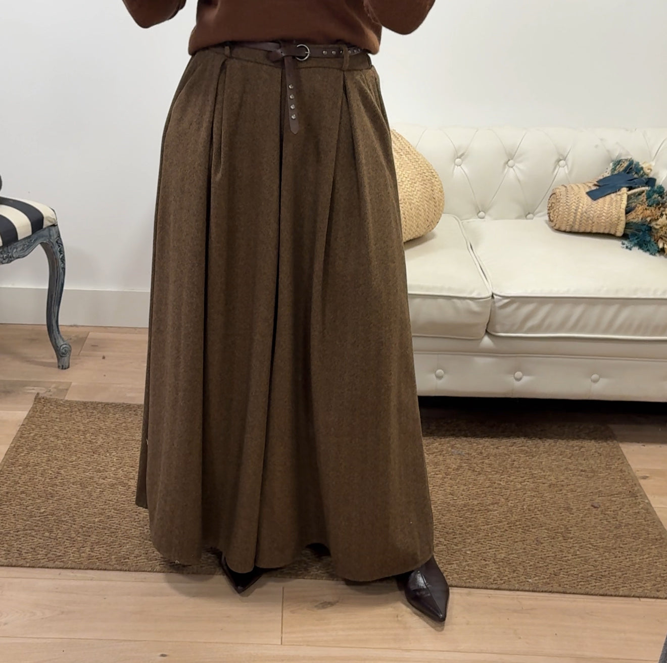 Pantalón Elisenda espiga marrón