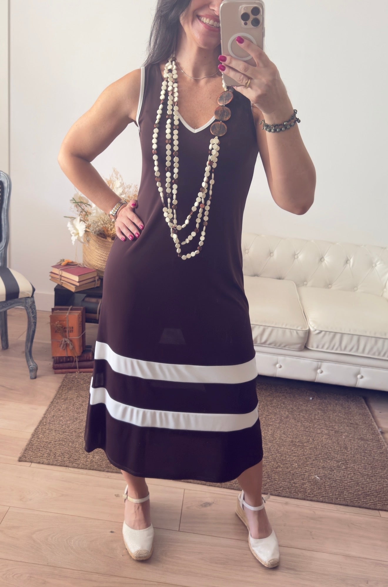 Vestido contrastes chocolate