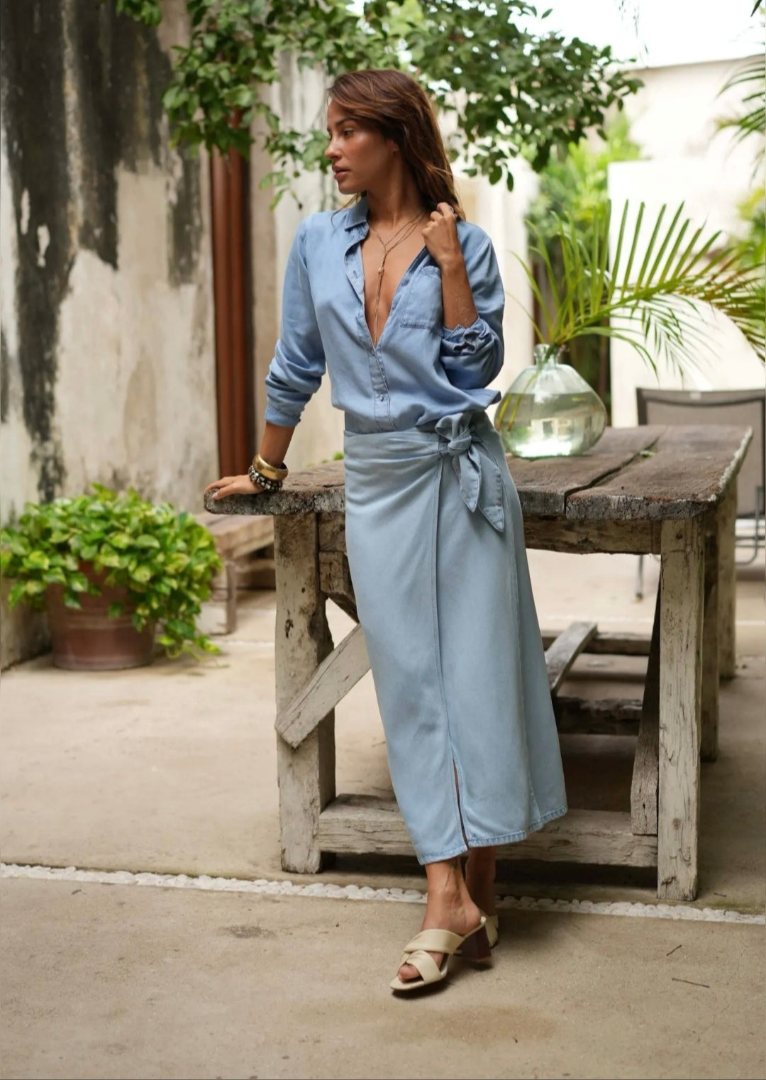 Falda nudo denim