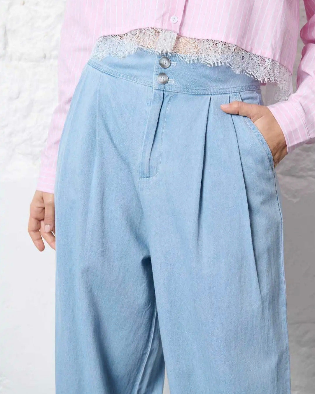 Pantalón denim pinza