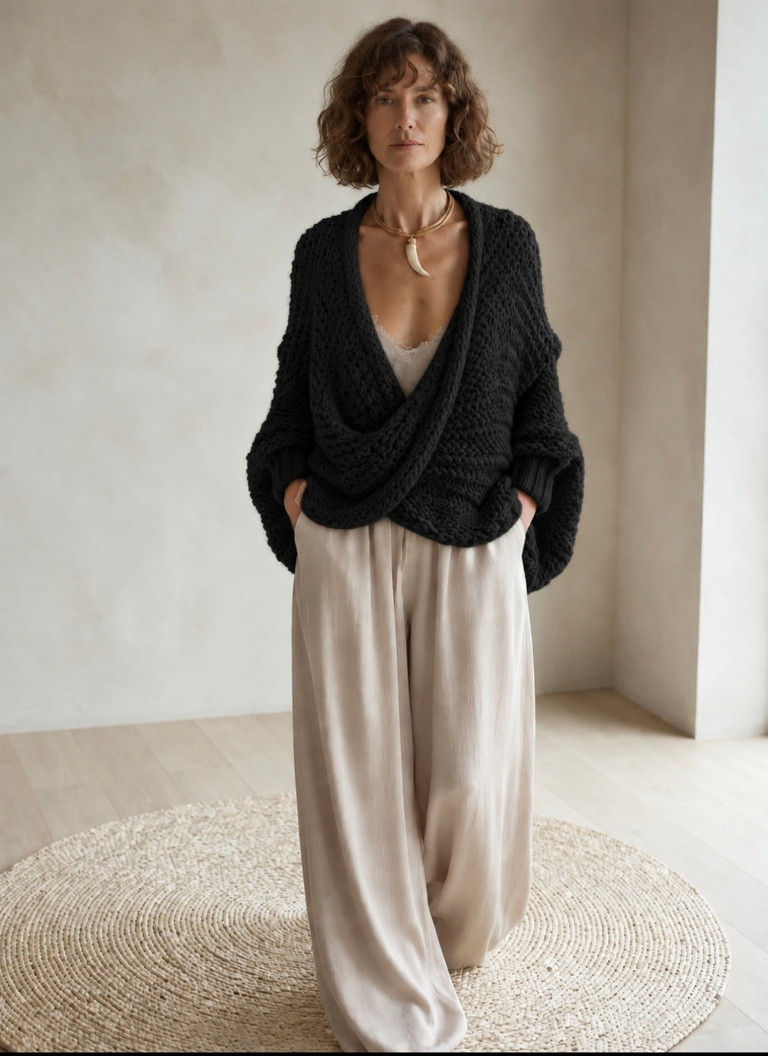 Poncho cruzado negro