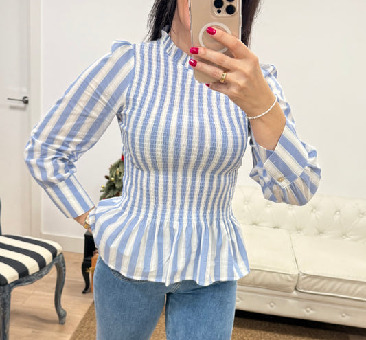 Blusa Peplum raya azul