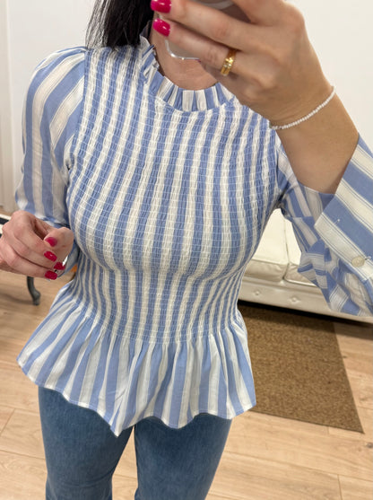 Blusa Peplum raya azul