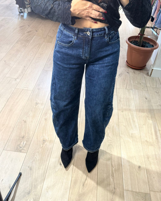 Pantalón  Barrel denim oscuro