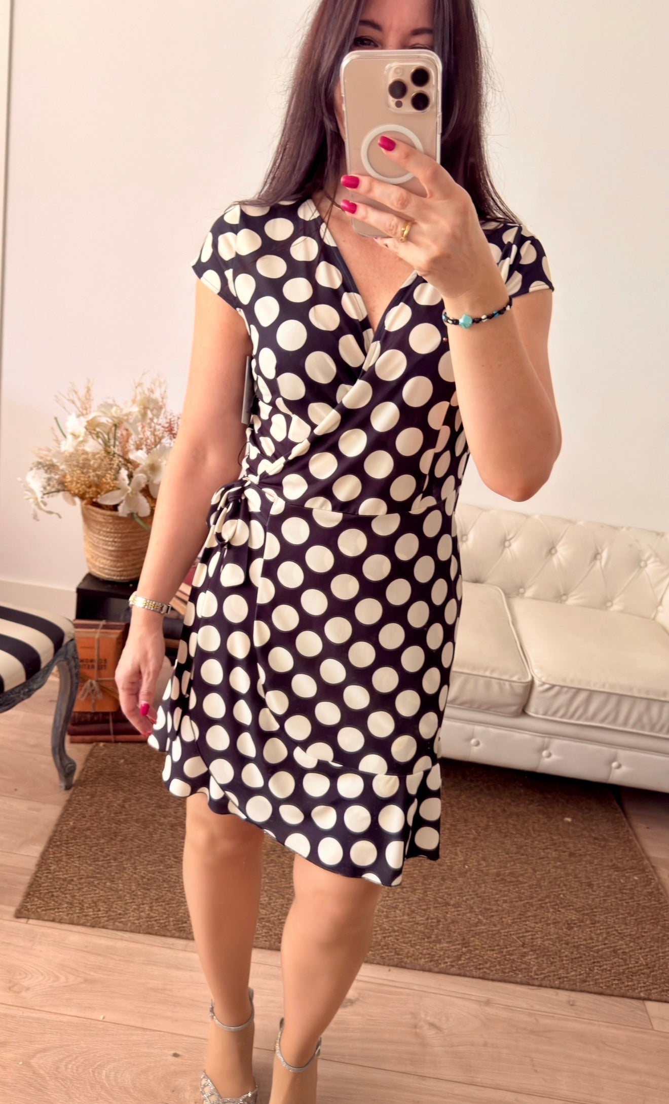 Vestido cruzado lunares