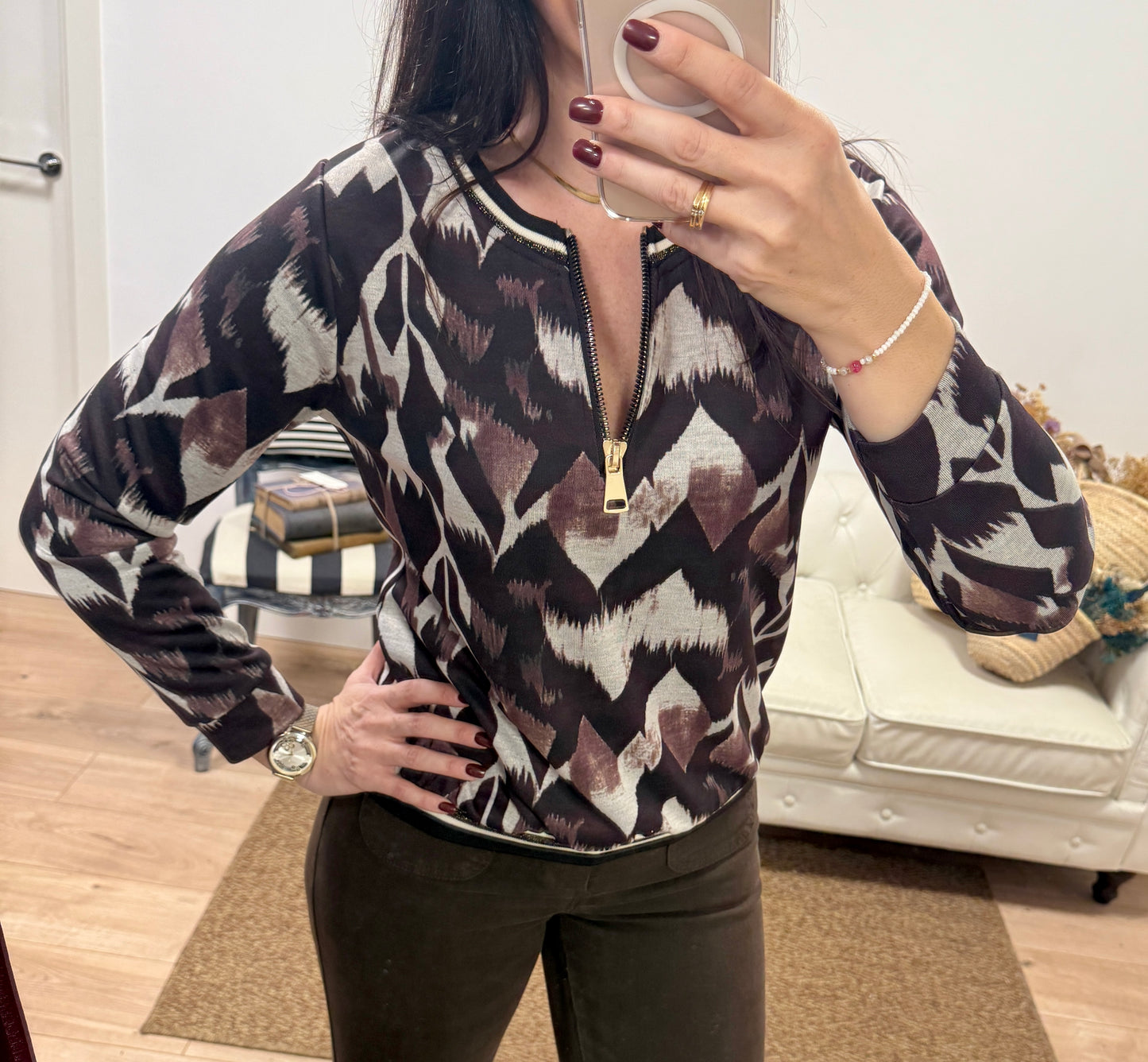 Blusa Cremallera Málaga Burdeos