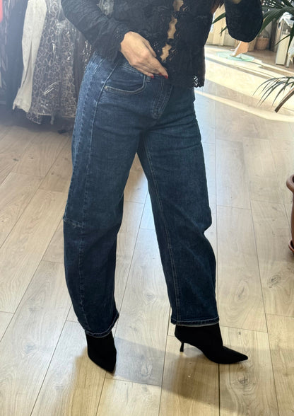 Pantalón  Barrel denim oscuro