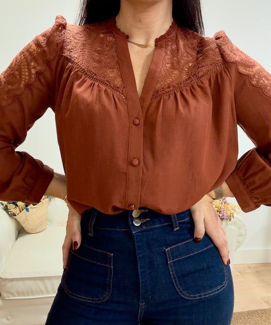 Blusa Minerva terracota