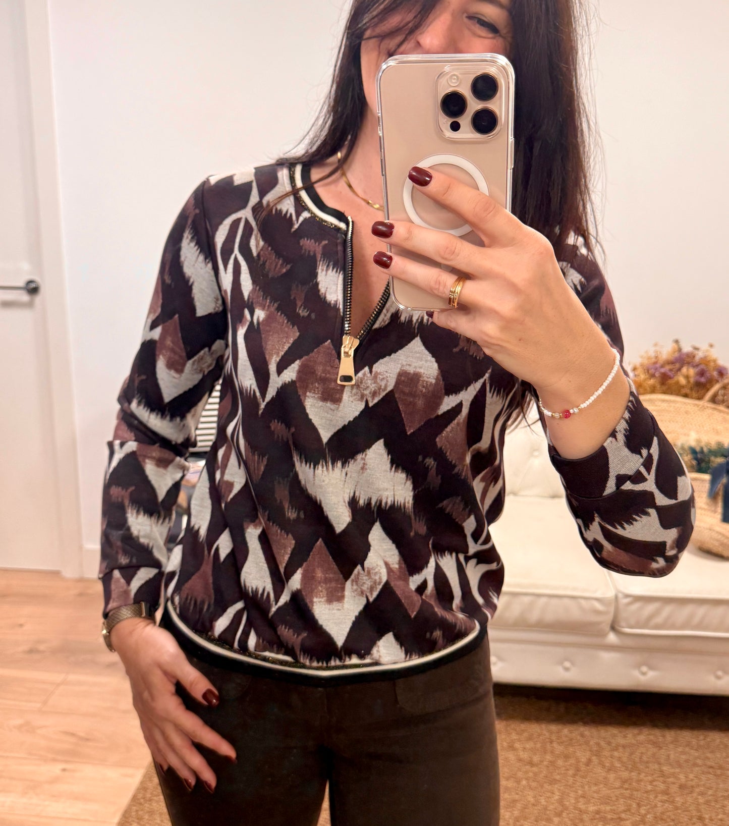 Blusa Cremallera Málaga Burdeos