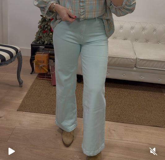 Pantalón Tina verde agua