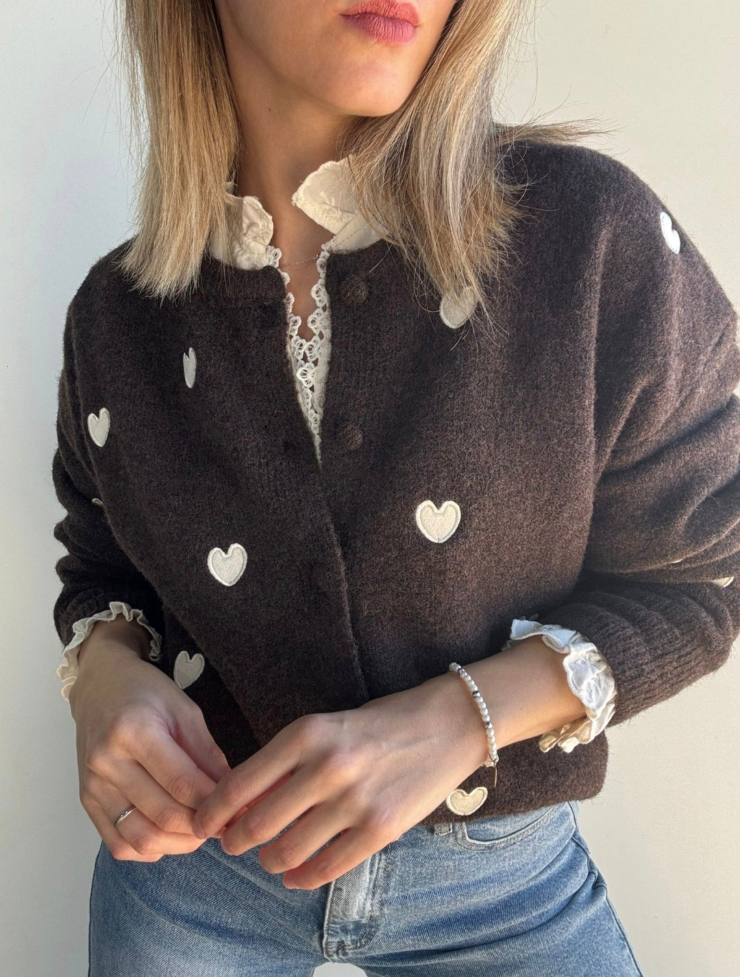 Cárdigan cuore marrón