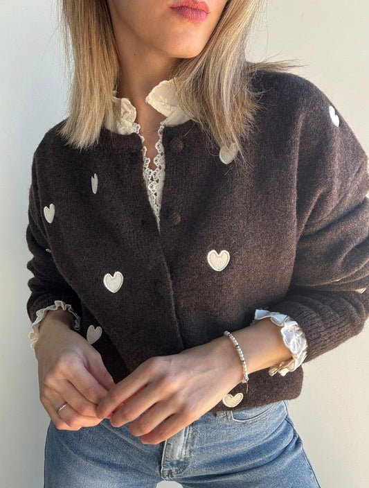 Cárdigan cuore marrón