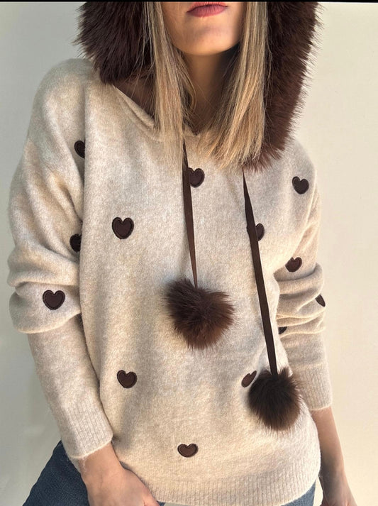 Sudadera sweetheart beige