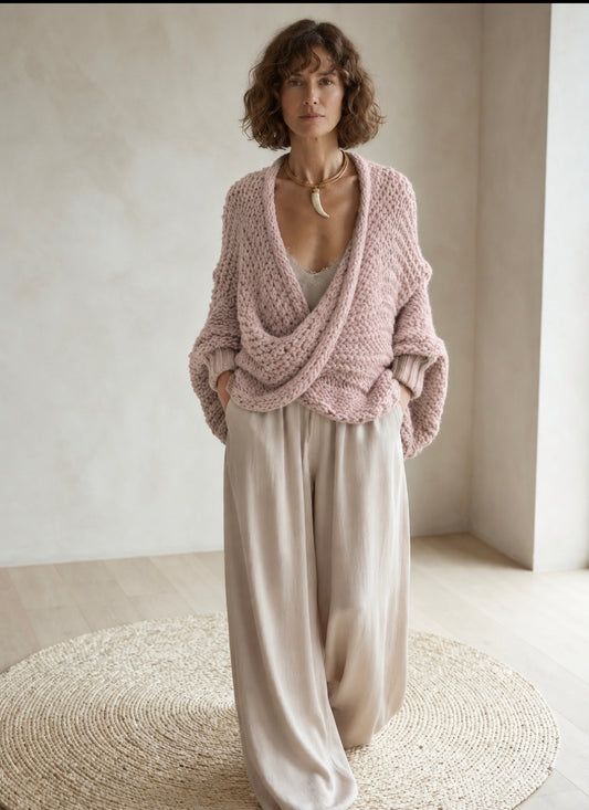 Poncho cruzado rosa palo