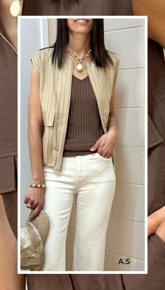 Chaleco Diplo camel oversize