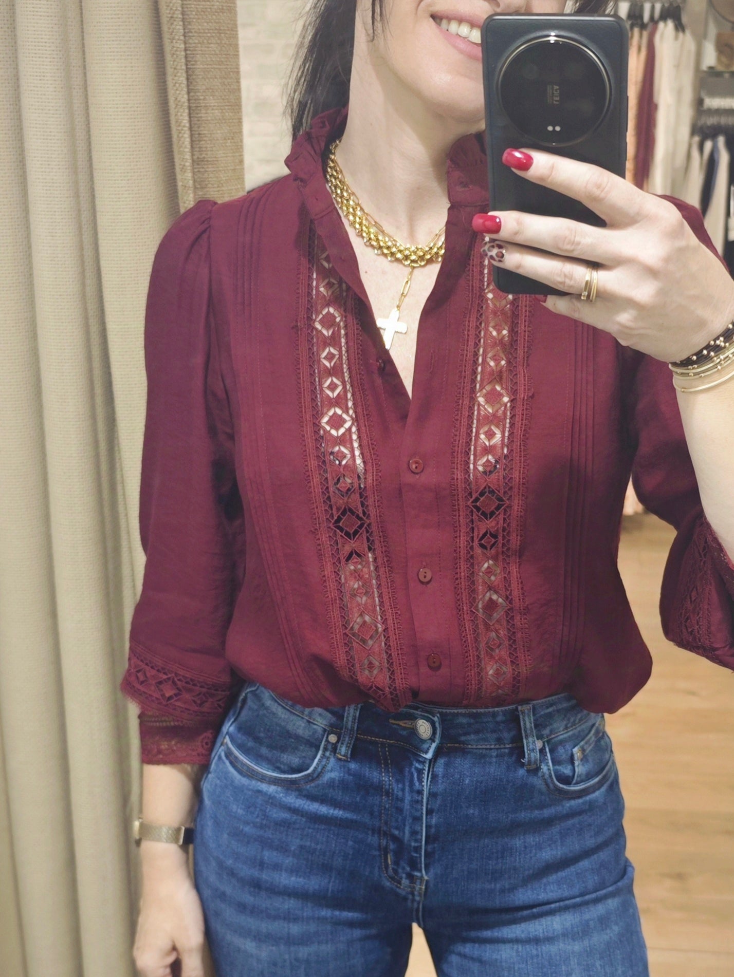 Blusa Martina burgundi