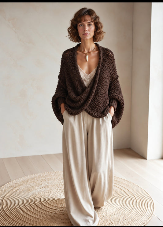Poncho cruzado chocolate