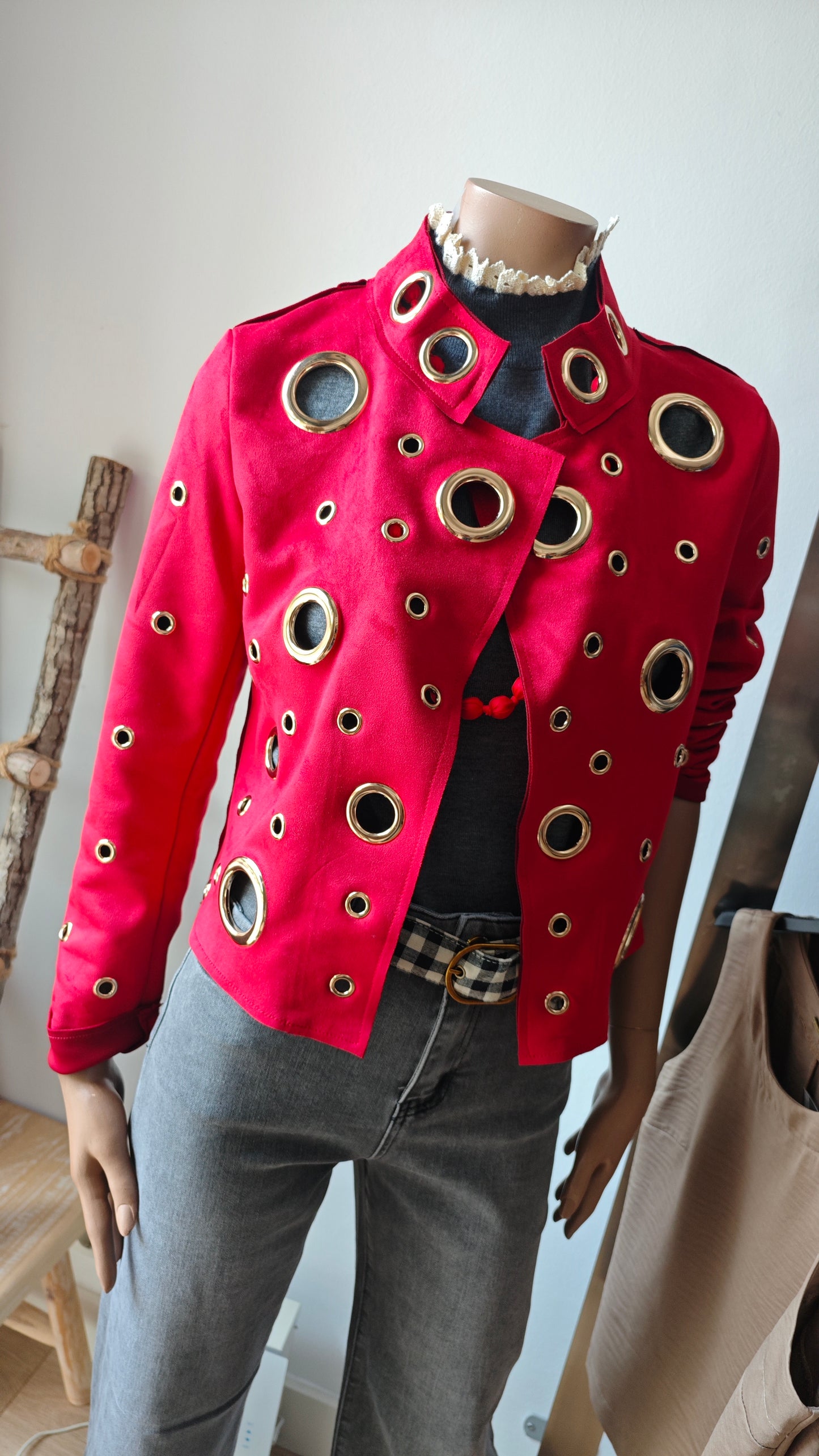 Cárdigan Arandelas rojo