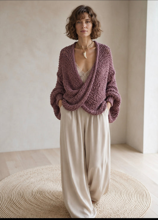 Poncho cruzado ciruela